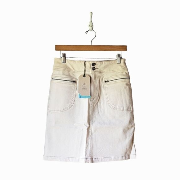 PRANA NWT Broadway Denim Stretch Skirt sz 4 in Natural - Picture 7 of 12